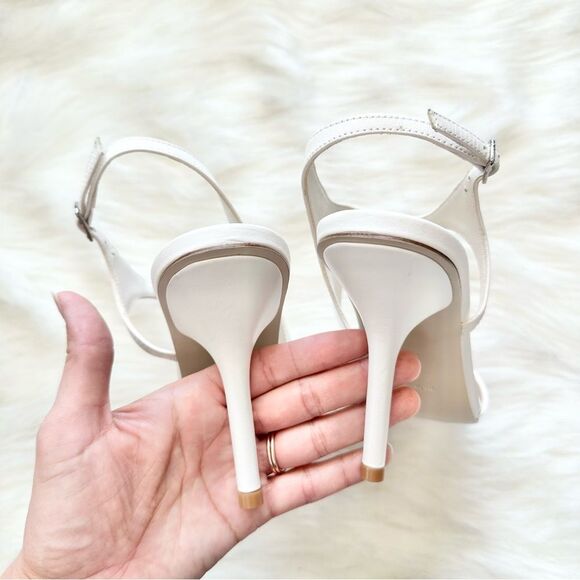 Reformation Adut Cutout Leather Sandals Heels in White Size 7.5 - Picture 8 of 9